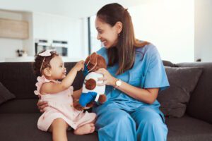 private duty nurse with little girl