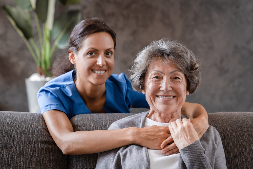 caregiver with senior woman