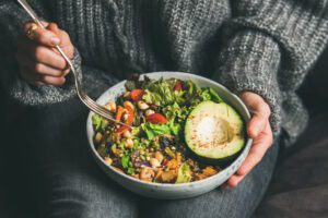 close up of colorful salad