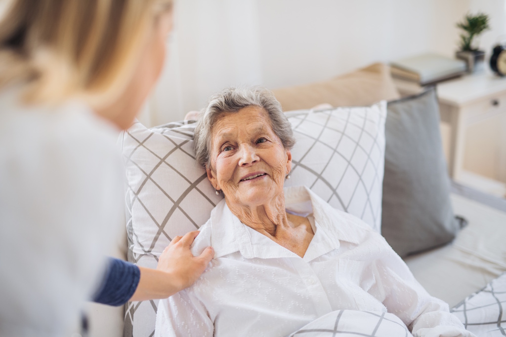 senior woman resting in bed