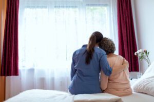 senior woman with hospice support