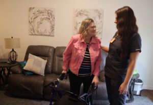 senior woman with private duty caregiver