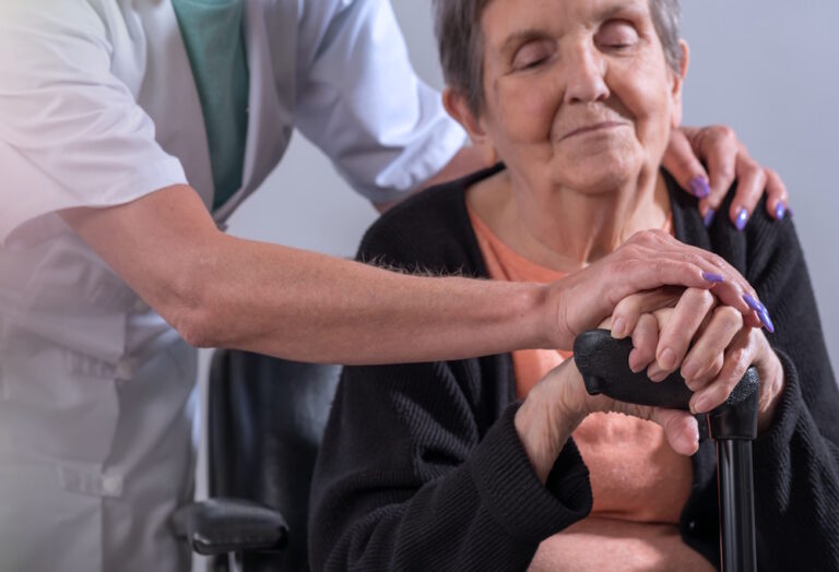 senior woman with caregiver