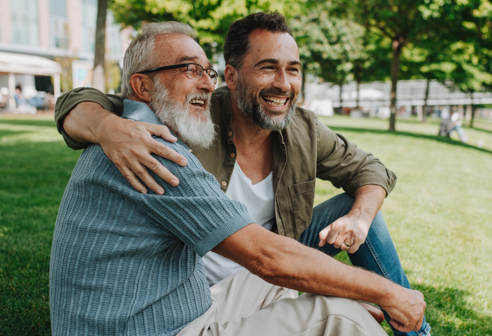 senior man with adult son